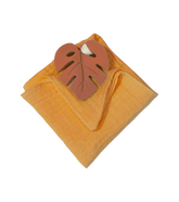 Anneau de dentition feuille terracotta et lange ocre