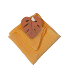 Anneau de dentition feuille terracotta et lange ocre