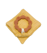 Anneau de dentition terracotta et lange moutarde