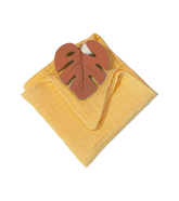 Anneau de dentition feuille terracotta et lange moutarde