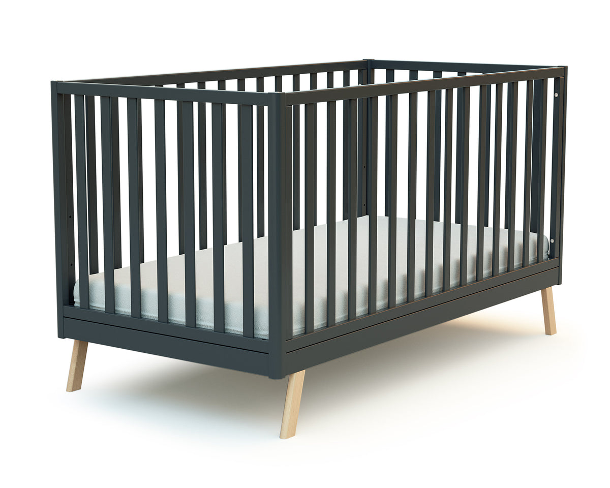 Lit bébé évolutif en bois gris graphite 70 x 140 cm - Confort