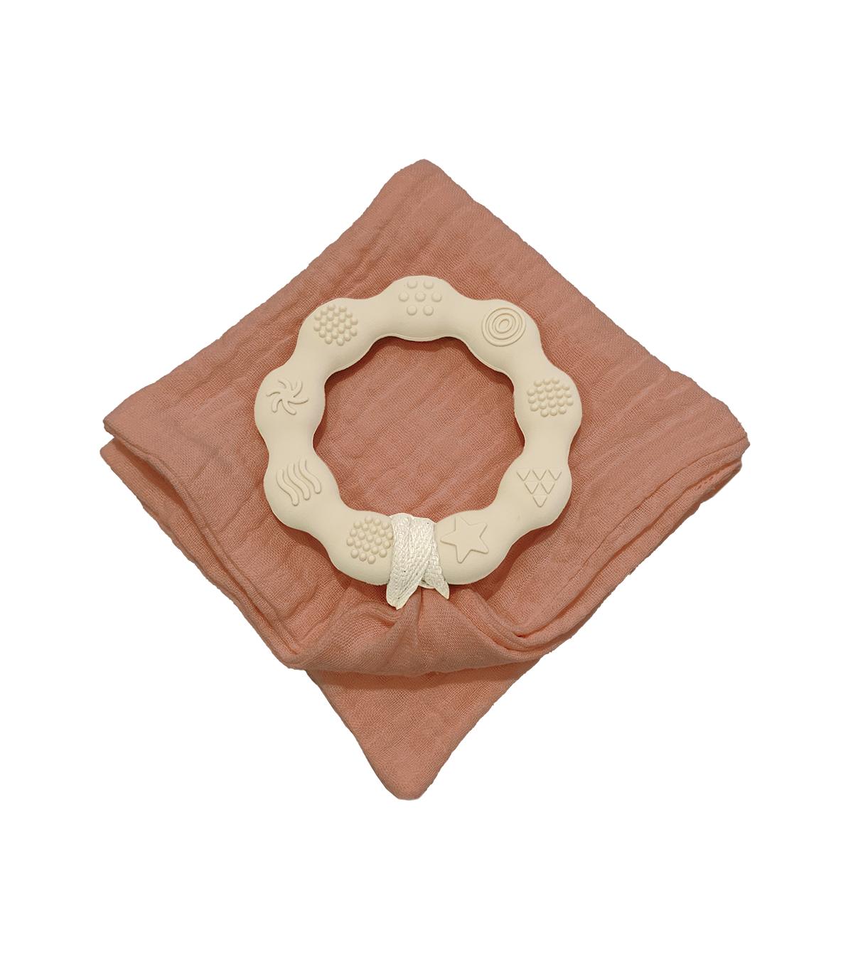 Anneau de dentition beige et lange terracotta