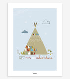 LITTLE INDIANS - Affiche enfant - Tipi (bleu)