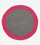 Tapis rond en boules de laine feutrée