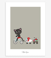 MOKA & POM - Affiche enfant - Chat et tricycle
