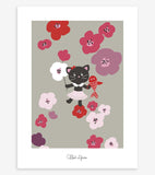 MILLY & FLORE - Affiche enfant - Chaton et fleurs