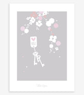 ANGEL - Affiche enfant - Fleurs (rose et blanc)