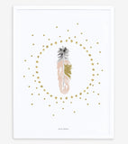FLAMINGO - Affiche enfant - Plumes et étoiles