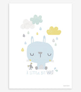 SMILE IT'S RAINING - Affiche enfant - Lapin et souris