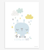 SMILE IT'S RAINING - Affiche enfant - Lapin et souris