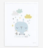 SMILE IT'S RAINING - Affiche enfant - Lapin et souris