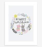 HAPPY CLOUDS - Affiche enfant - Chats et fleurs