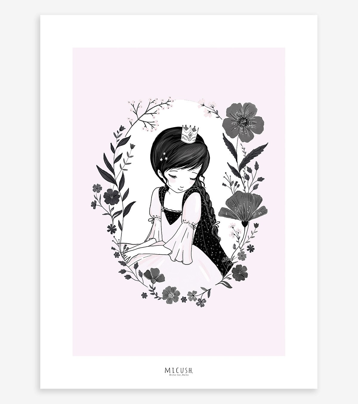 LITTLE PRINCESS - Affiche enfant - Princesse et fleurs