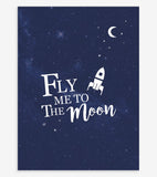 FLY ME TO THE MOON - Affiche enfant - Espace et fusé