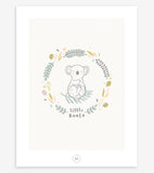 AUSTRALIA - Affiche enfant - Koala et feuilles
