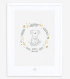 AUSTRALIA - Affiche enfant - Koala et feuilles