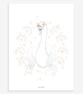 BOTANY - Affiche enfant - Cygne et fleurs