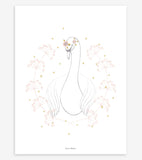 BOTANY - Affiche enfant - Cygne et fleurs