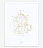 BOTANY - Affiche enfant - Cage et fleurs