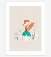 WOODLAND - Affiche enfant - Renard et champignons
