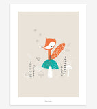 WOODLAND - Affiche enfant - Renard et champignons