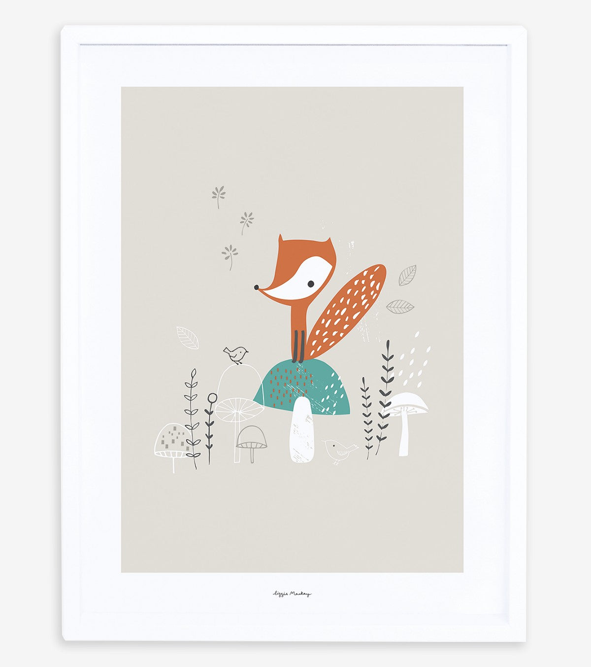 WOODLAND - Affiche enfant - Renard et champignons