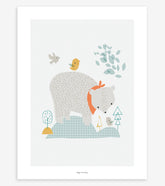 WOODLAND - Affiche enfant - Ours et forêt