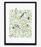 HIDE & SEEK - Affiche enfant - Zèbre et feuilles