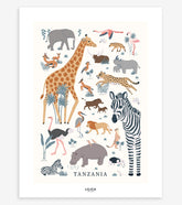 TANZANIA - Affiche enfant - Les animaux sauvages