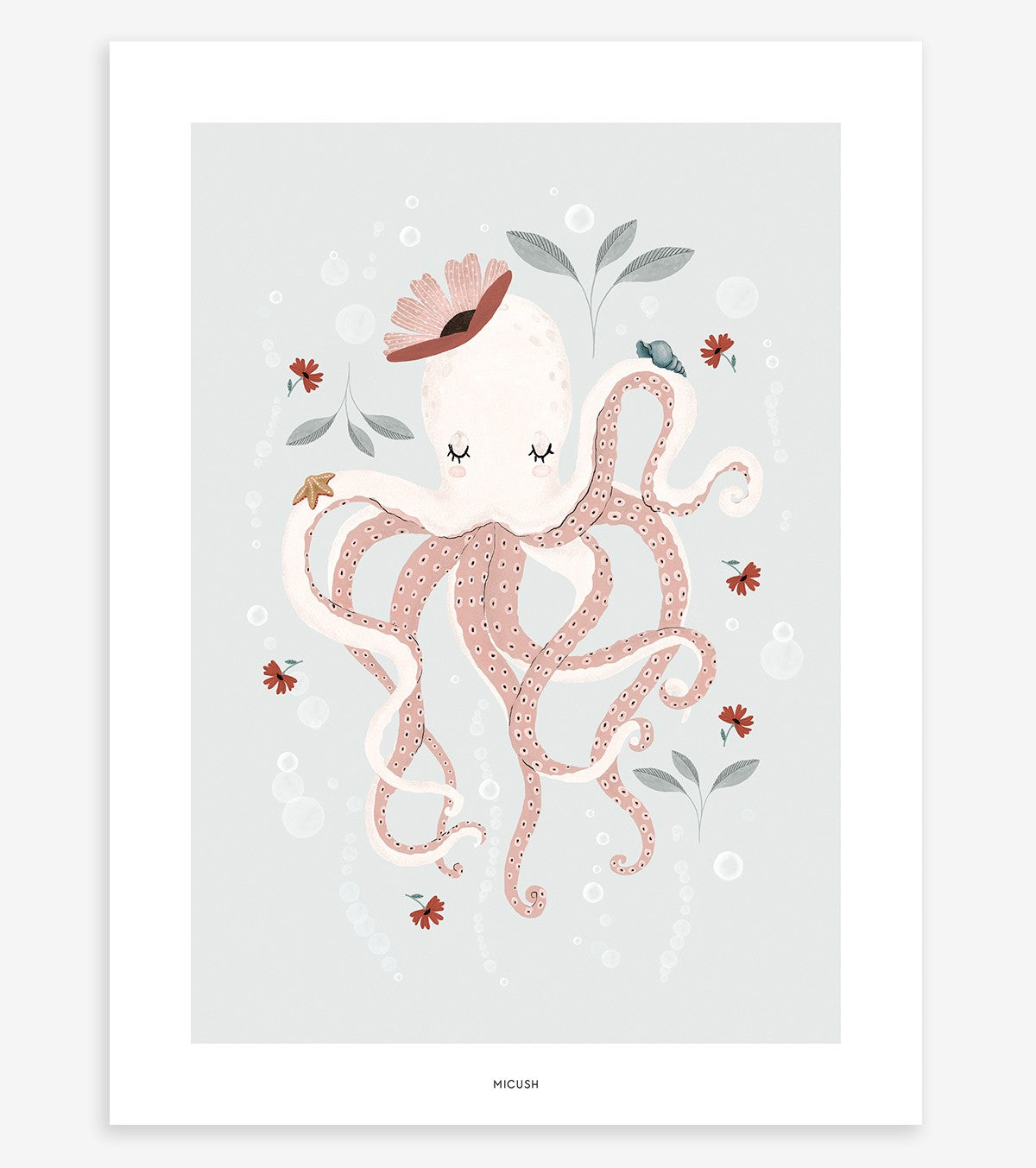 OCEAN FIELD - Affiche enfant - La pieuvre