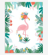 RIO - Affiche enfant - Flamant rose et feuilles