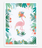 RIO - Affiche encadrée enfant - Flamant rose et feuilles