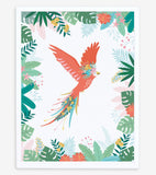 RIO - Affiche enfant - Perroquet et feuilles