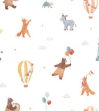 GENTLE FRIENDS - Papier peint enfant - Motif animaux et montgolfières