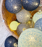 Guirlande lumineuse 24 boules de coton (bleu) - Éclairage décoratif intérieur