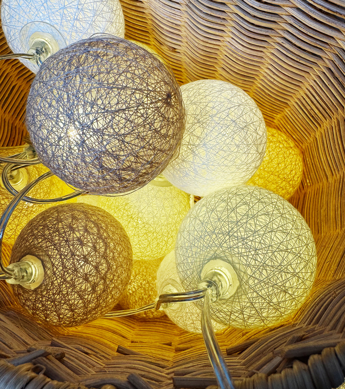 Guirlande lumineuse 24 boules de coton (beige) - Éclairage décoratif intérieur