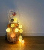 Guirlande lumineuse 24 boules de coton (rose, gris) - Éclairage décoratif intérieur