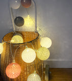 Guirlande lumineuse 24 boules de coton (rose, gris) - Éclairage décoratif intérieur