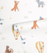 GENTLE FRIENDS - Papier peint enfant - Motif animaux et montgolfières