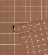MINIMA - Papier peint enfant - Quadrillage terre de sienne