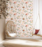 ALYSSE – Échantillon papier peint fleurs rose clair