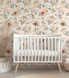 ALYSSE – Échantillon papier peint fleurs rose clair