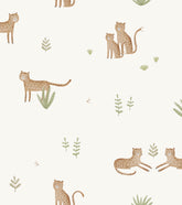 SAMBURU – Échantillon papier peint léopard et feuillage, horizon sauvage