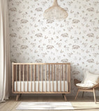 NATURAL - Papier peint animaux de la forêt sépia