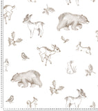 NATURAL - Papier peint animaux de la forêt sépia