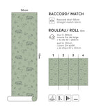 NATURAL - Papier peint animaux de la forêt vert sauge