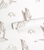 NATURAL - Papier peint oies et nuages sépia