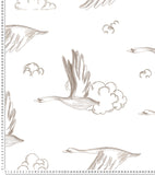 NATURAL - Papier peint oies et nuages sépia