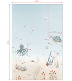LOTAN - Papier peint panoramique - Fonds marins, pieuvre et tortue