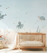 LOTAN - Papier peint panoramique - Fonds marins, pieuvre et tortue